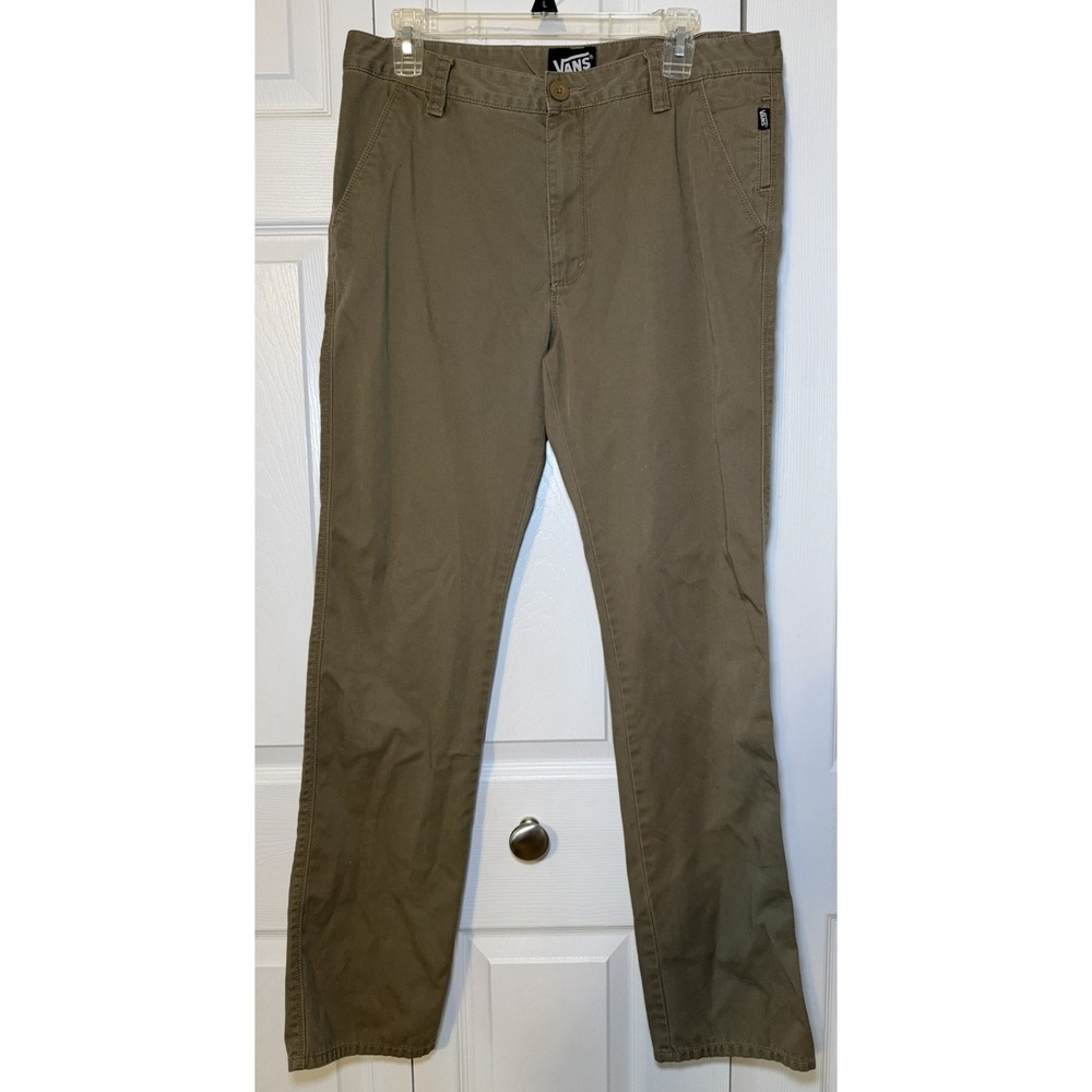 Vans Authentic Chino Loose Fit Mens Pants Olive Green Size 32 X 30 Poly Blend